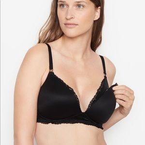 Victoria Secret Lace Wing Maternity Nursing Bra 38 DDD - Black